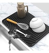 Dish Drying Matt for Kitchen Counter,10"14"18"20"Silicone Dry Rack Mat with Built in Drain, Kitch...
