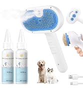 Pet Steam Brush for Dog & Cat - 3-in-1 Steam Grooming Brush for Shedding & Hair Removal - Self Cl...