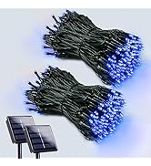 EEW 2-Pack 200 LED Solar String Lights Outdoor, Solar Christmas Lights with 8 Lighting Modes, Wat...