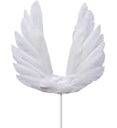 5 Pcs White Angel Wing Cake Toppers Feather Cupcake Topper Happy Birthday Party Cake Decor Baby S...
