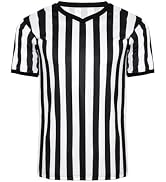 HIGHRAZON Men Referee Shirt, Ref Shirt Jersey V-Neck Collared, Short Sleeve Referee Costume, Bask...