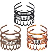 Drnytunk 12 Pcs Plastic Headbands with Teeth,Headbands for Women Men Non Slip,Comb Hair Bands Acc...
