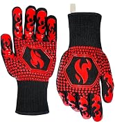 QUWIN BBQ Gloves, Oven Gloves 1472? Extreme Heat Resistant, Grilling Gloves Silicone Non-Slip Ove...