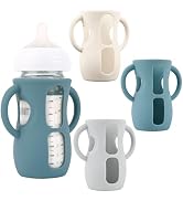 3 Pack Silicone Sleeves with Handles for Avent Natural Glass Baby Bottles, Anti Breakage Baby Bot...