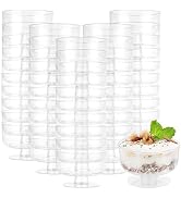 EATHEATY 100 Pack Clear Plastic Dessert Cups 5 oz Disposable Appetizer Cup Mousse Cup, Goblet Des...