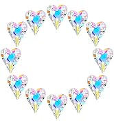 12pcs AB Coating Crystal Heart Prism Suncatcher, Heart Prisms Rainbow Maker, Window Sun Catcher C...