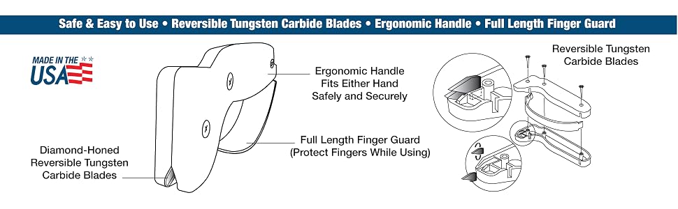 Accusharp safe and easy to use reversible tungsten carbide blades ergonomic handle full length