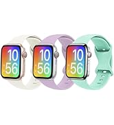 Compatible with Kids Apple Watch Band SE3/SE2/SE & Series 11/10/9/8/7/6/5/4/3/2/1, 3 Pack Soft Si...