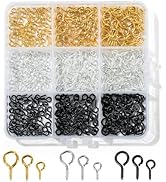 450pcs Small Screw Pins Eye Pins, 3 Color Eye Hooks Screw for Jewelry Making & Bead Charms, Eye S...