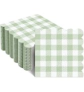 Xiangqu 120 Pcs Green Gingham Napkins, Disposable Baby Shower Sage Green Napkins Scalloped Green ...