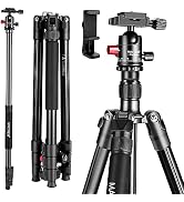 MACTREM Professional Camera Tripod with Phone Mount, 62" DSLR Tripod for Travel, Super Lightweigh...