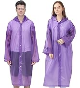 Cosowe Rain Ponchos for Adults Reusable, 2 Pcs Raincoats Emergency for Women Men with Hood and Dr...