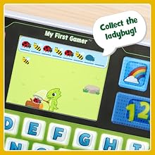 Ziggy catches a ladybug in the Pattern Matching game. Toy: Collect the ladybug!
