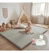 Huloo Sleep Waterproof Baby Play Mat for Floor,65x50 Padded Playpen Mat with Vegan Leather Cover,...