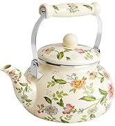 Anxingo Enamel Tea floral Kettle,Tea Kettle Pot for Stove, Top Porcelain Large Enamel Tea Kettle ...