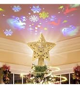 Christmas Tree Star Topper Lights, Plug in Christmas Tree Decorations, with Rotating LED Projecto...