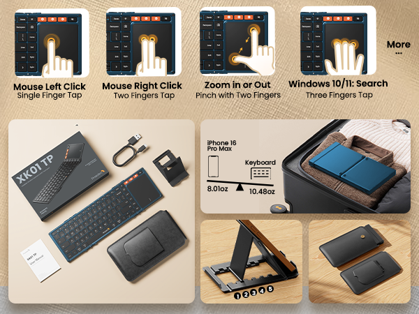 XK01 TP foldable keyboard with touchpad