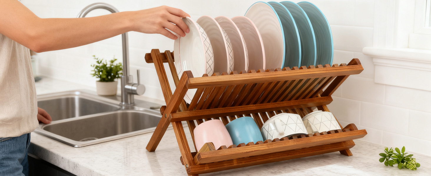 teak dish rack, B085NPT2Z1