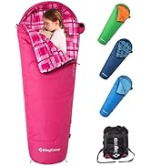 KingCamp 54° F Kids Mummy Sleeping Bag, Lightweight Waterproof & Compact Flannel Sleeping Bags Co...