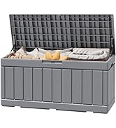 Greesum 82 Gallon Resin Deck Box Large Outdoor Storage for Patio Furniture, Garden Tools, Pool Su...