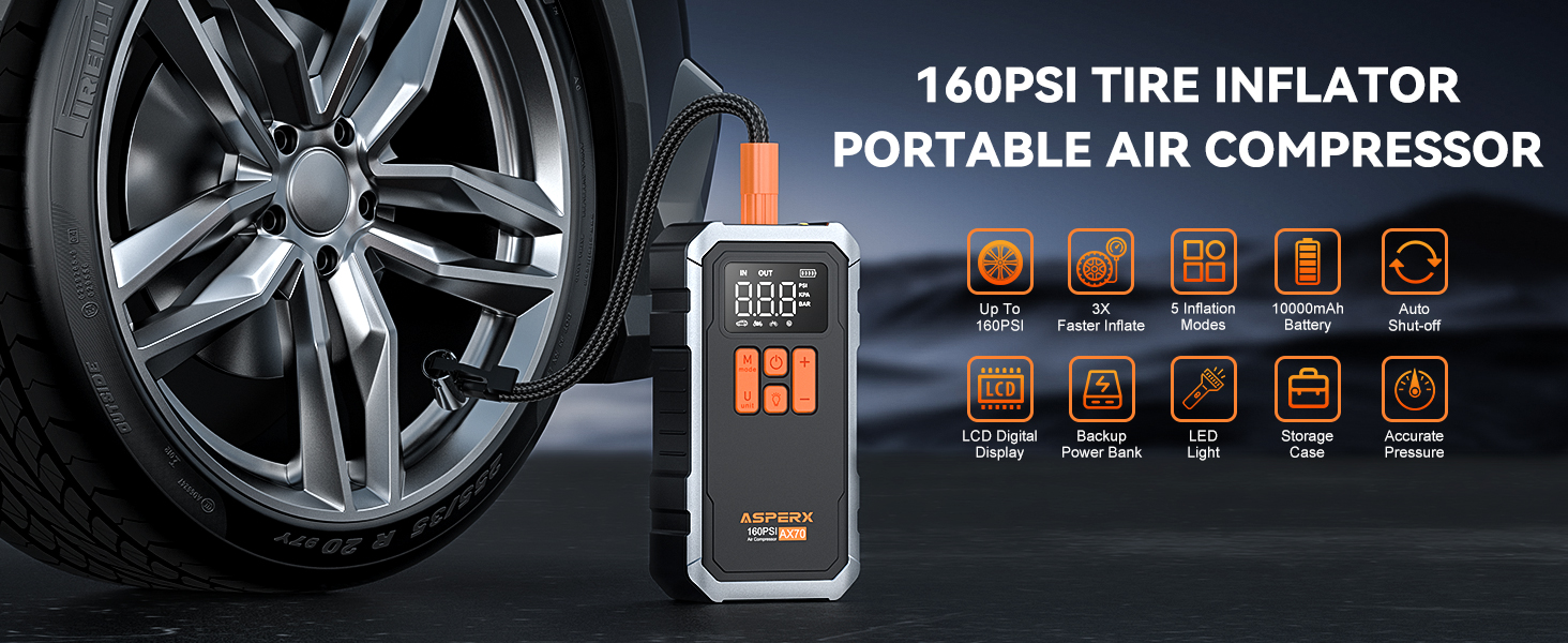 ASPERX AX70 160PSI TIRE INFLATOR