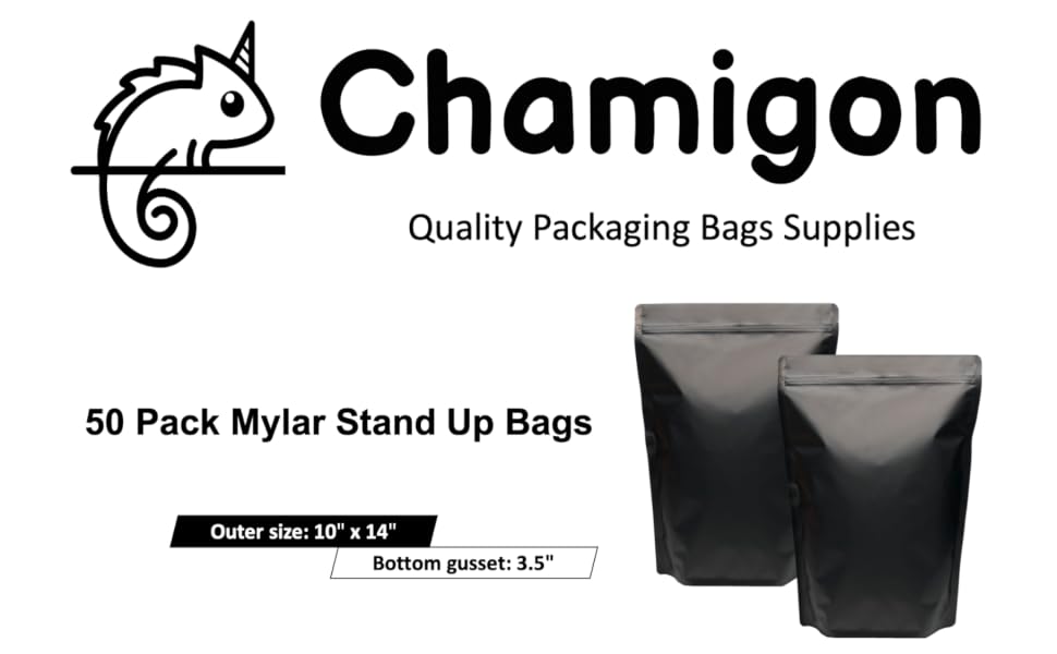 Chamigon 1 gallon pouch bags mylar food storage resealable large foil sealable lb gl quart pint