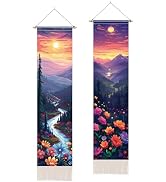 NYZE 2 Pack Vertical Wall Tapestry with Tassels, Vintage Boho Long Hanging Tapestries for Bedroom...