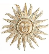 TICKCACY Metal Sun Wall Art Decor, 3D Sun Wall Decor Sculpture, Sun Wall Art Decoration Hanging f...