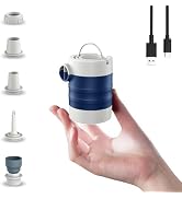 LIBERRWAY Tiny Portable Air Pump for Inflatables, Cordless Travel Air Mattress Pump with Camping ...