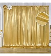 10x10 ft Gold Sequin Backdrop Curtain Panels for Parties, Wrinkle Free Glitter Photo Backdrop Dra...