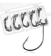 VIPMOON Fishing Hooks, 50PCS High Carbon Steel Soft Bait Jig Fish Hooks with Plastic Box - 5 Size...