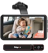 Babyvue Wireless Baby Car Camera, BV6 1080P HD Baby Car Monitor with Suction Cup Mount, 5.2" IPS ...