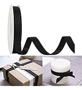 HUIHUANG Black Ribbon Frosted Glitter Satin Ribbon Chunky Glitter Ribbon Metallic Glitter Ribbon ...