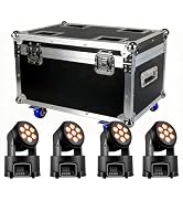 MINEJIE 12 Colors Moving Head Light,7X10W Professional DJ Stage Lighting with DMX Control,Sound A...