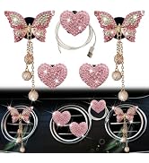 Pink Heart & Butterfly Air Vent Clips, 4 Pcs Bling Heart & Butterfly Air Fresheners Vents Clips D...