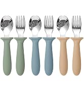 Eascrozn Toddler Utensils, 6 Pack kids Silverware Set with Silicone Handle, 18/8 Stainless Steel ...