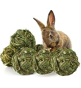 PINVNBY 6 Pack Rabbit Chew Grass Balls,Natural Timothy Woven Bunny Hay Ball Teeth Grinding Activi...
