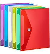 Plastic Envelopes, LEOBRO 6 Pack Plastic File Folders for Documents, Clear Plastic Folders Plasti...