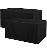 Jieqier Black Tablecloth Fitted Table Clothes for 6 Foot Rectangle Tables 2 Pack - Water Resistan...