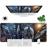 Gaming Mouse Pad Black Large Mouse Pad XL Desk Mat 31.5x11.8x0.12 inch Large Desk Pad Design Keyb...
