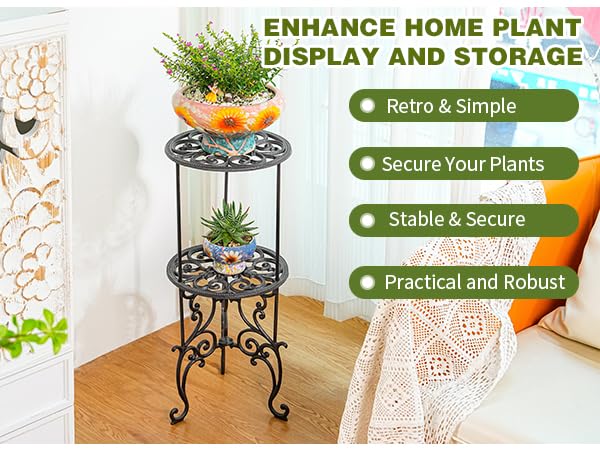 wrought iron round flower stand