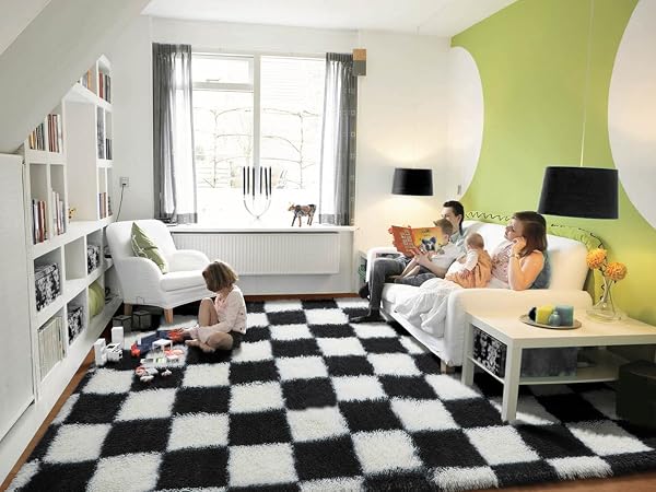 checkered shag rug
