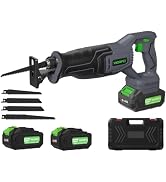 WORFCI Cordless Reciprocating Saw with 2Pcs Batteries, Brushless Electric Wood Saw with 3500 SPM ...