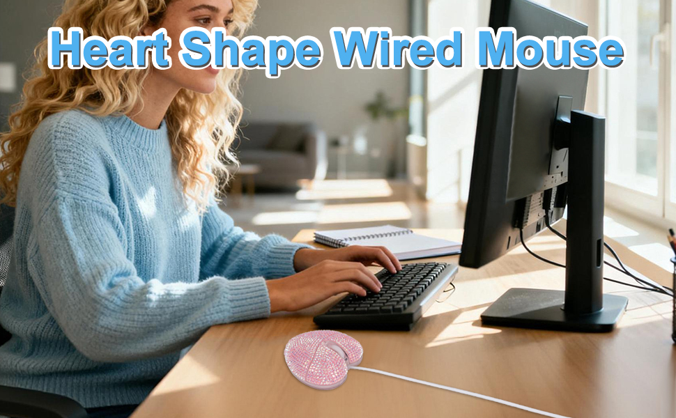 heart shape wired mouse