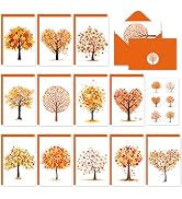 Whaline 24 Pcs Fall Greeting Cards Autumn Tree Blank Note Cards with Envelopes and Stickers for A...