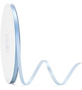 KINGLAKE Light Blue Satin Ribbon - 1/4 Inch x 100 Yards Baby Blue Ribbon Thin for Gift Wrapping S...