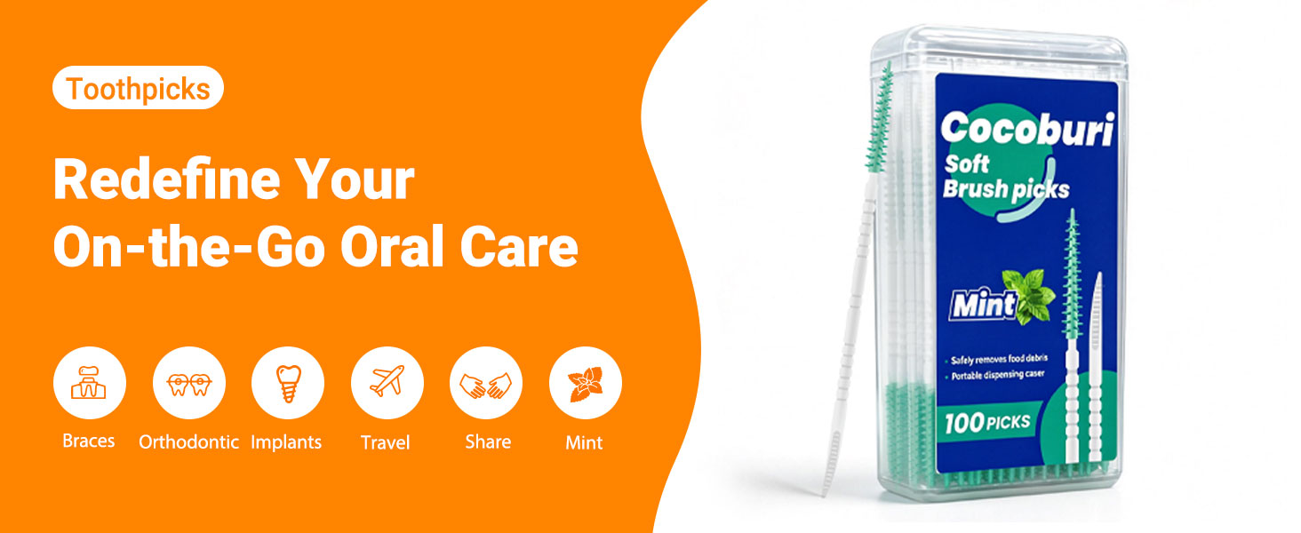 Soft Interdental Brush Picks-Rubberized Brush