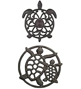 Bundle–2 Items: GASARÉ, 1 Sea Turtle Design, 1 Turtle Design, Cast Iron Trivets for Hot Dishes, P...