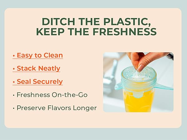 non-toxic food safe lids child friendly reusable BPA free odorless silicone storage cover