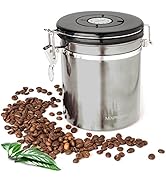 Mixpresso Stainless Steel Airtight Coffee Container with Date Tracking For All Coffee Types Vacuu...